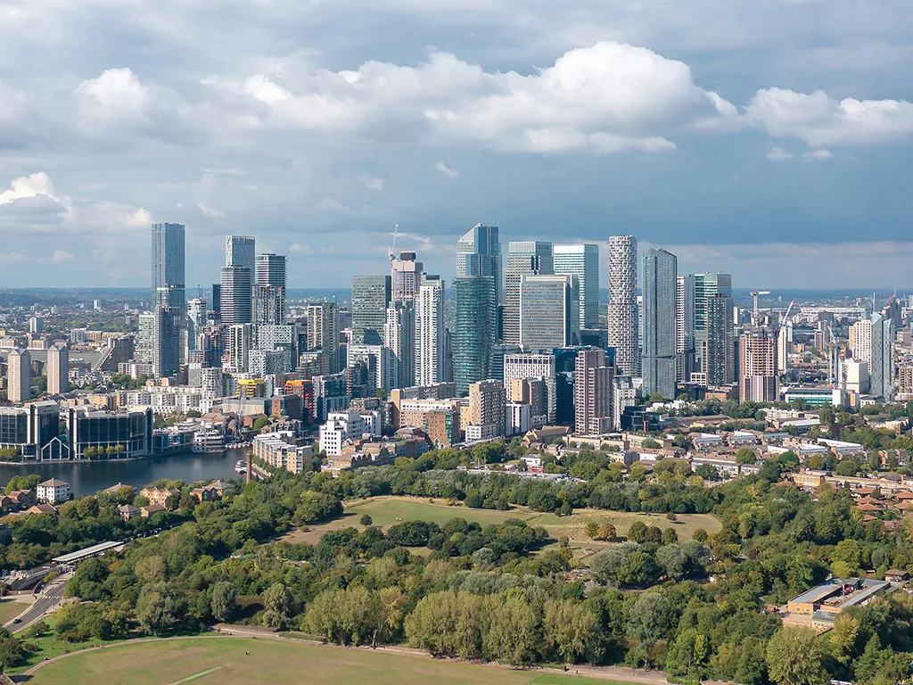 London skyline from a green hillside